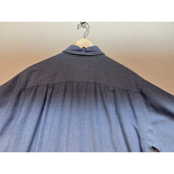 Forsyth Of Canada Mens Chambray Button-Down Shirt Large Blue Short Sleeve Casual - Picture 10 of 11